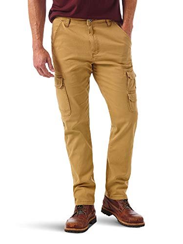 Wrangler Authentics Men's Regular Tapered Cargo Pant, Brushed Almond, 34W x 34L