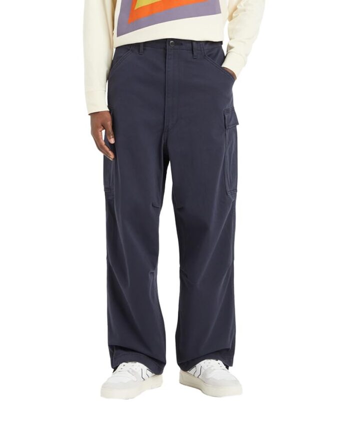 Men's Navy Loose Fit Cargo Trousers