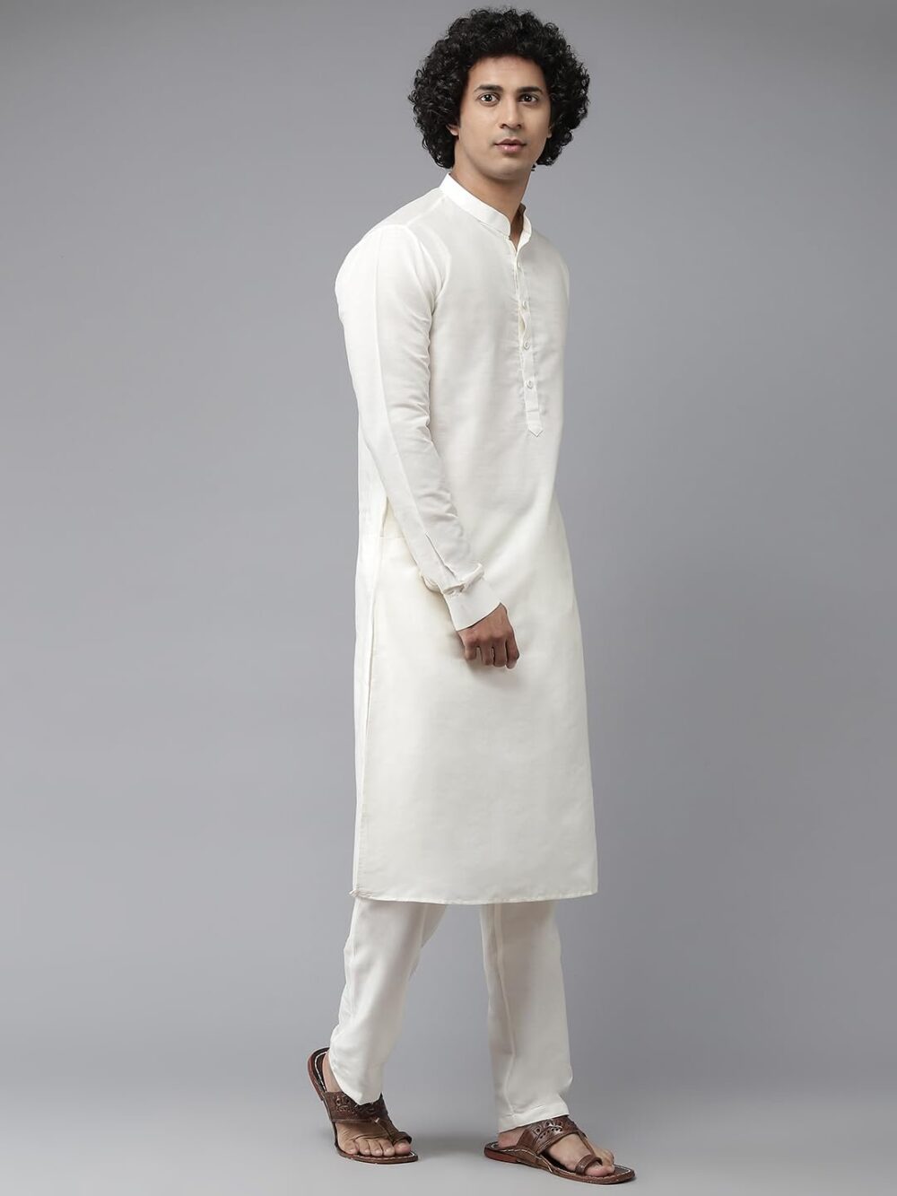 See Designs Men Off White Kurta Pajama & Peach Woven Design Jacquard Nehru jacket_SDNJ23501XXL - Image 9