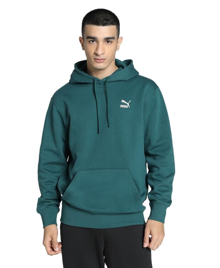Puma Men's Cotton Hooded Neck Regular Sweatshirt (535596_Cold Green),Small