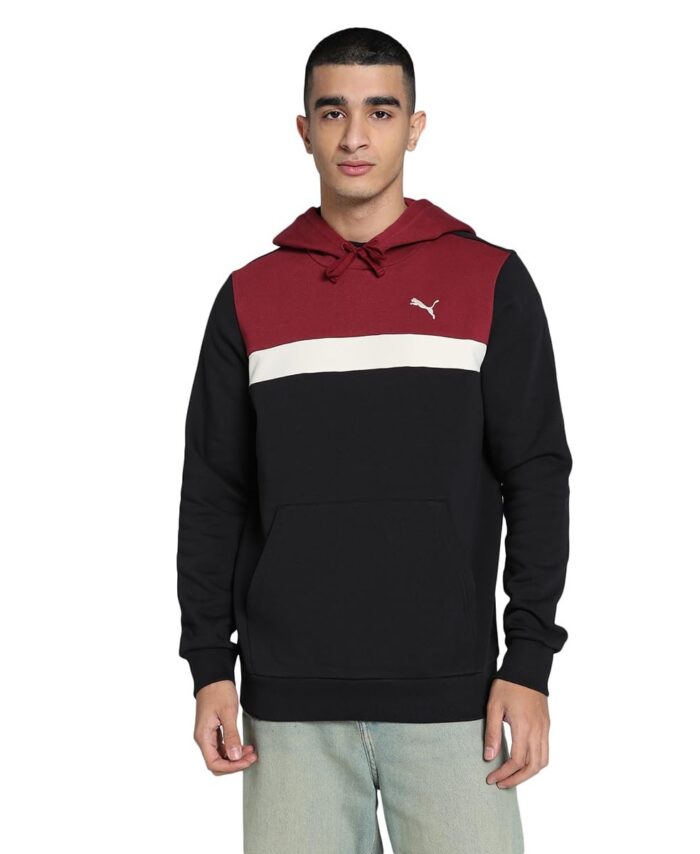 Puma Men's Cotton Neck Hooded Sweatshirt (687445_Black