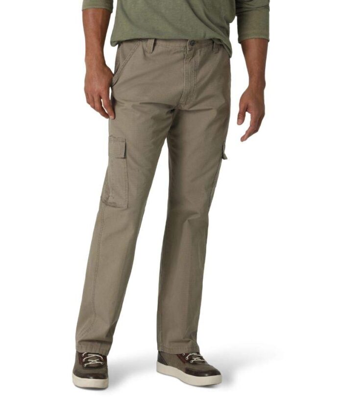 Wrangler Men's Authentics Classic Cargo Twill Pant, Military Khaki Ripstop, 42x32