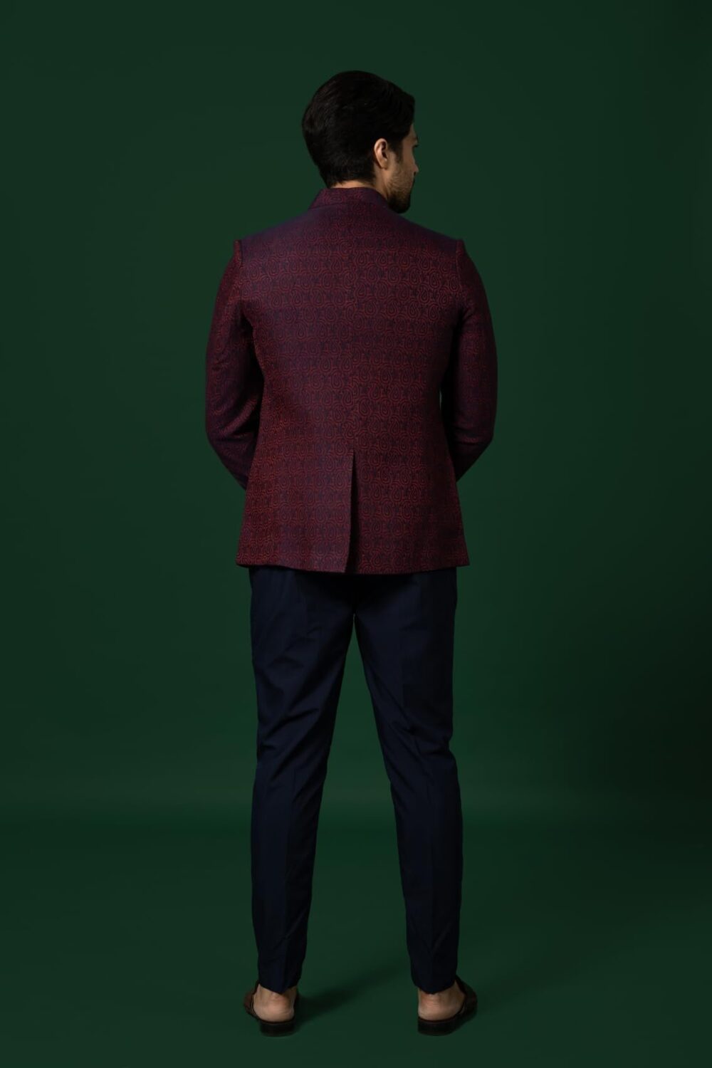 KISAH Mens Jodhpuri Bandhgala Cotton Blend Self Design, Ethnic Wear for Men, Maroon, 38 - Image 5