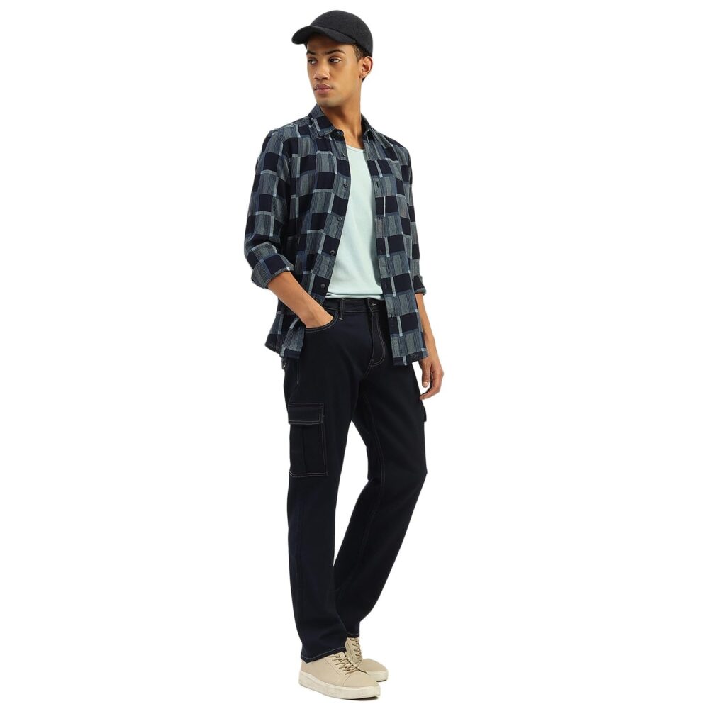UNITED COLORS OF BENETTON Solid Relaxed Fit Cargo Jeans (Size: 32)-25P4KNCA8113I901 Blue - Image 3