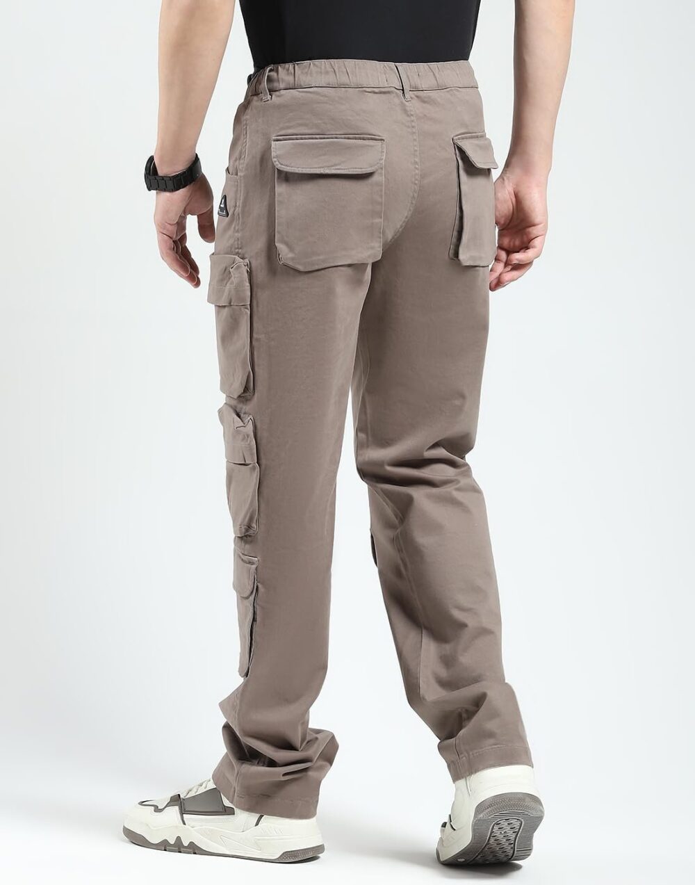 Rock It House of Monte Carlo Men's Straight Fit Cargo Pants | Solid Pattern Casual Trousers | Button Closure | Stylish & Comfortable Everyday Wear Cargo for Men's - Image 8