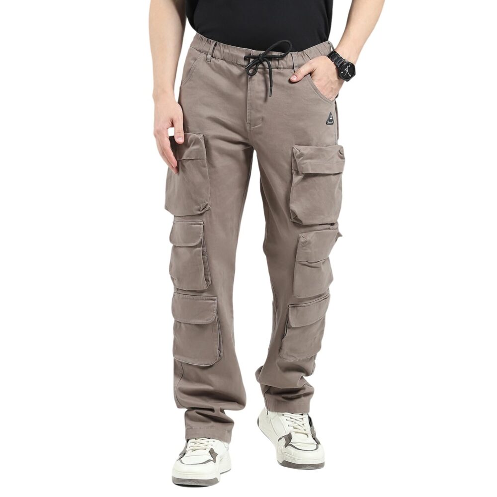 Rock It House of Monte Carlo Men's Straight Fit Cargo Pants | Solid Pattern Casual Trousers | Button Closure | Stylish & Comfortable Everyday Wear Cargo for Men's - Image 10