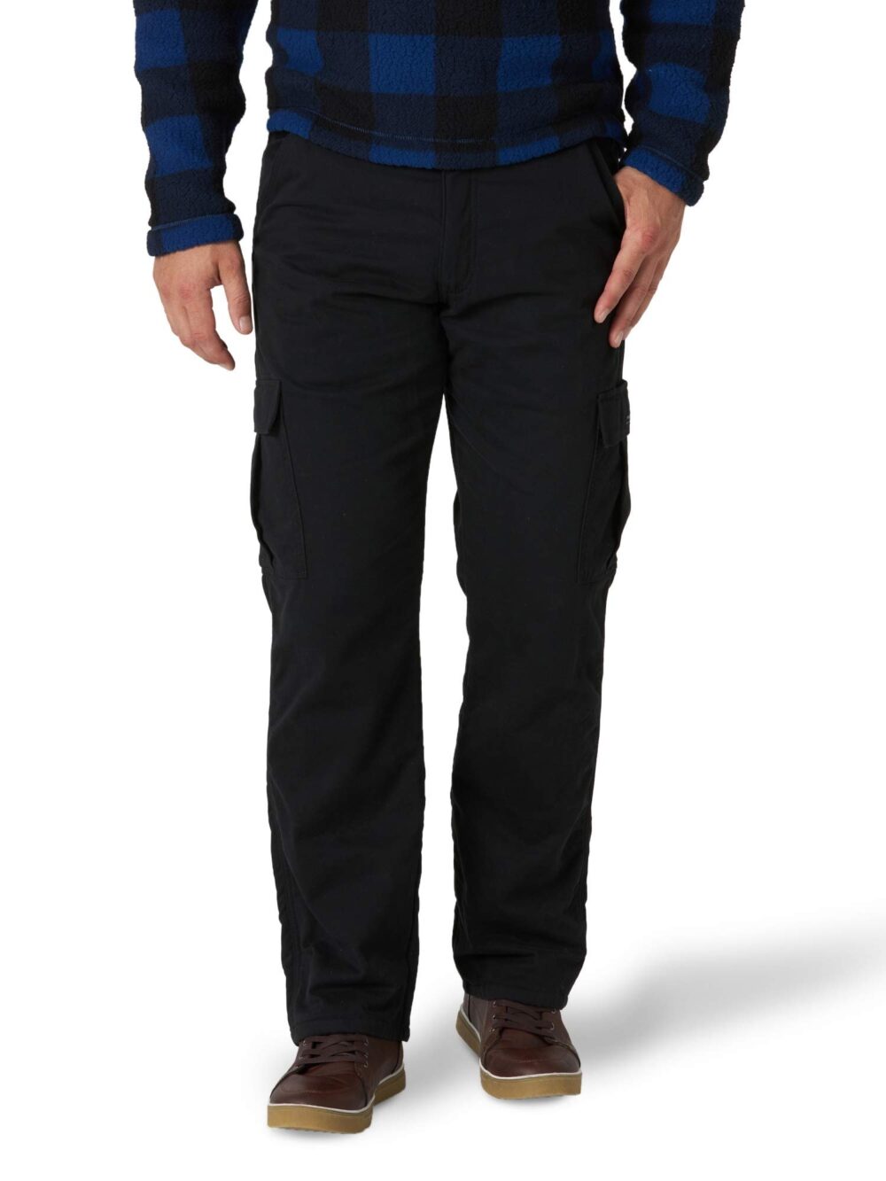 Wrangler Authentics Men's Fleece-Lined Cargo Pant, Black, 34W x 30L