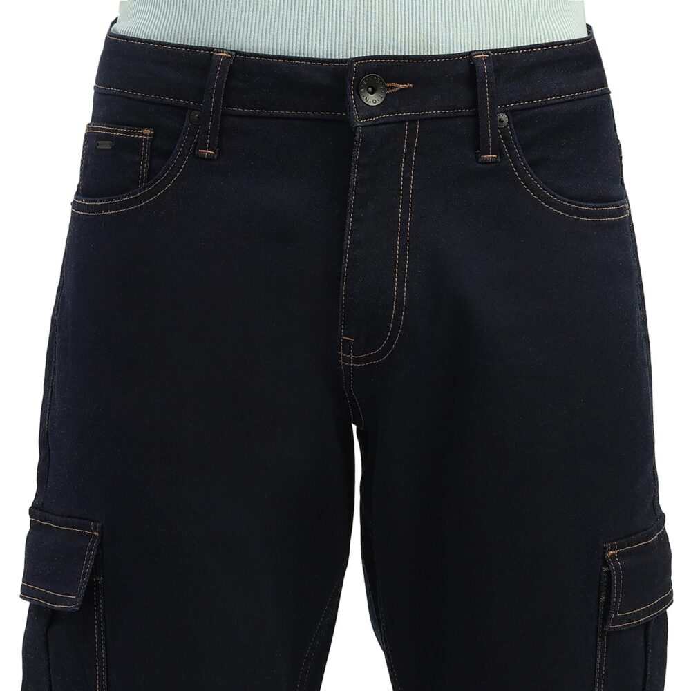 UNITED COLORS OF BENETTON Solid Relaxed Fit Cargo Jeans (Size: 32)-25P4KNCA8113I901 Blue - Image 2