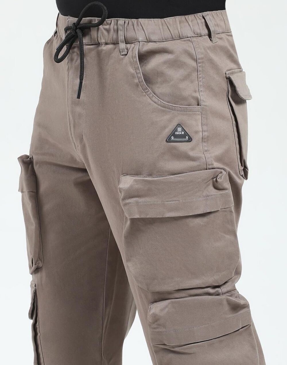 Rock It House of Monte Carlo Men's Straight Fit Cargo Pants | Solid Pattern Casual Trousers | Button Closure | Stylish & Comfortable Everyday Wear Cargo for Men's - Image 9