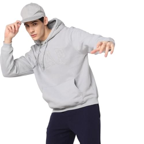 GAP Men's Cotton Blend Neck Hooded Sweatshirt (442271732_White