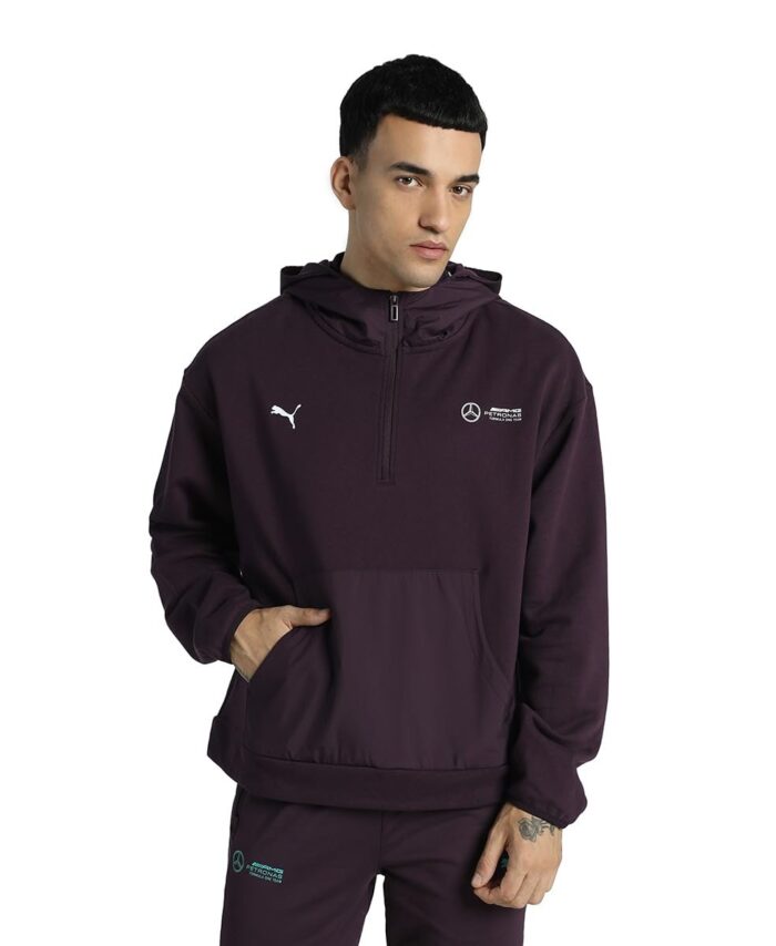 Puma Men's Regular Fit Cotton Hooded Neck Sweatshirt (627303_Midnight Plum