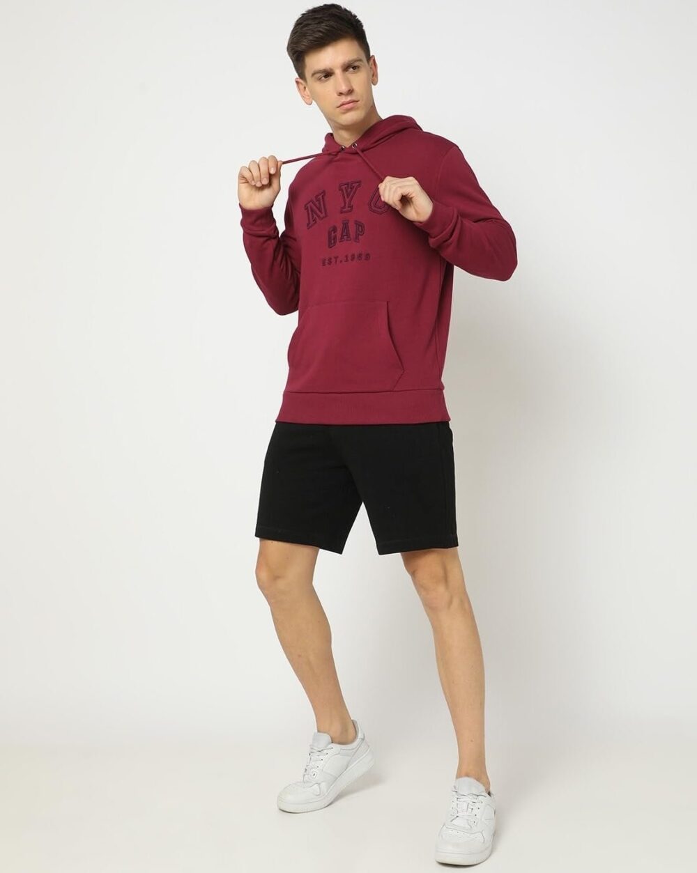 GAP Men's Pure Cotton Neck Hooded Sweatshirt (442306686_Plum - Image 3