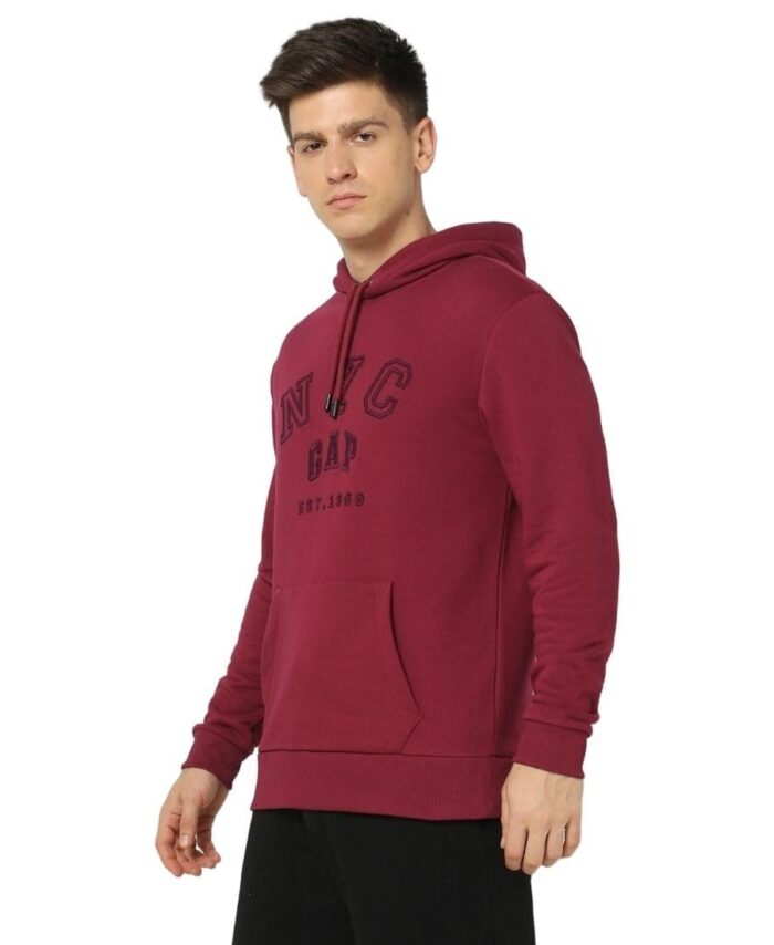GAP Men's Pure Cotton Neck Hooded Sweatshirt (442306686_Plum