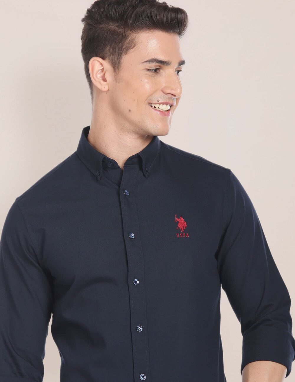 U.S. POLO ASSN. Mens Cotton Solid Fs Slim Fit Shirts (Usshtfx0105_Navy_L) - Image 8