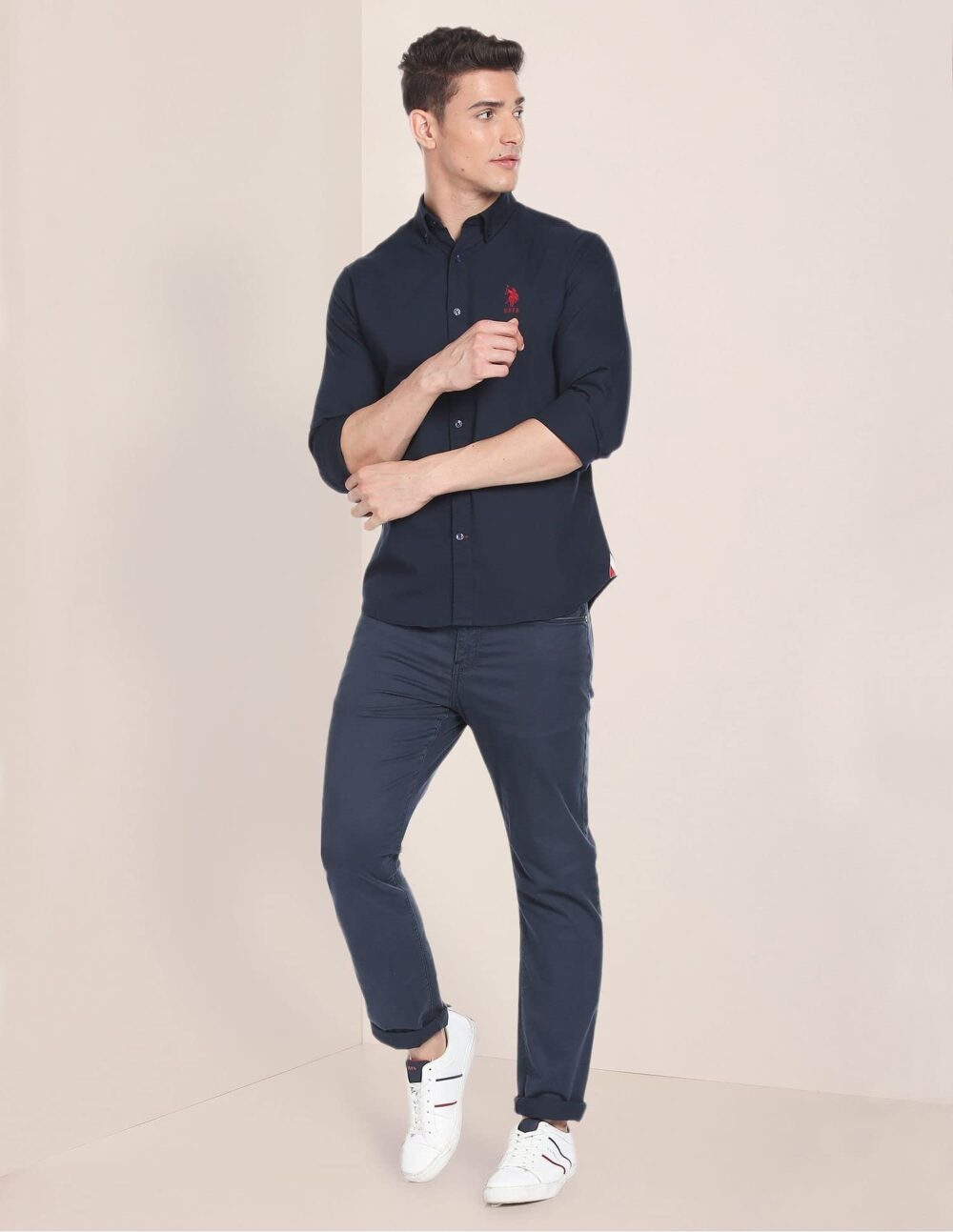 U.S. POLO ASSN. Mens Cotton Solid Fs Slim Fit Shirts (Usshtfx0105_Navy_L) - Image 6