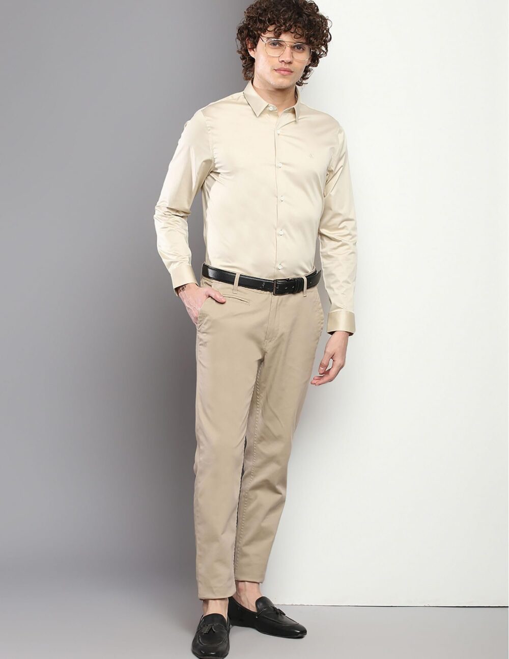 Calvin Klein Jeans Department1070 Solid Slim Fit Shirt (J319744ACI_Classic Beige S) - Image 6