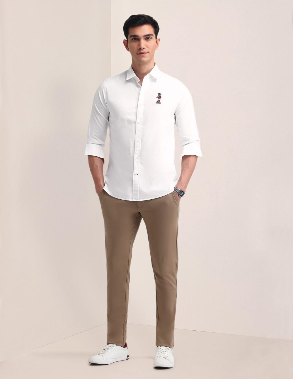 U.S. POLO ASSN. Men's Solid Tailored Fit Shirt (USSHTFX0575_White - Image 7