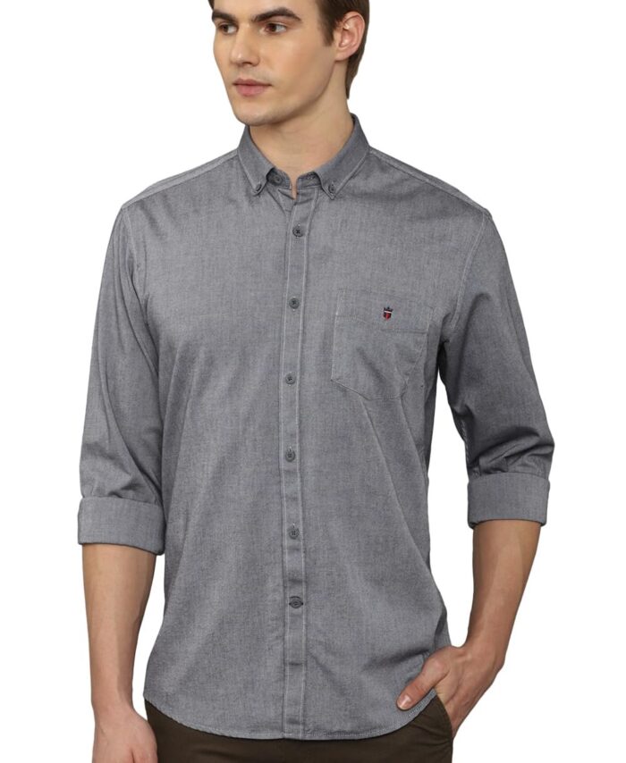 Louis Philippe Cotton Men's Slim Fit Shirt (LYSFCSLB895156_Grey, 40