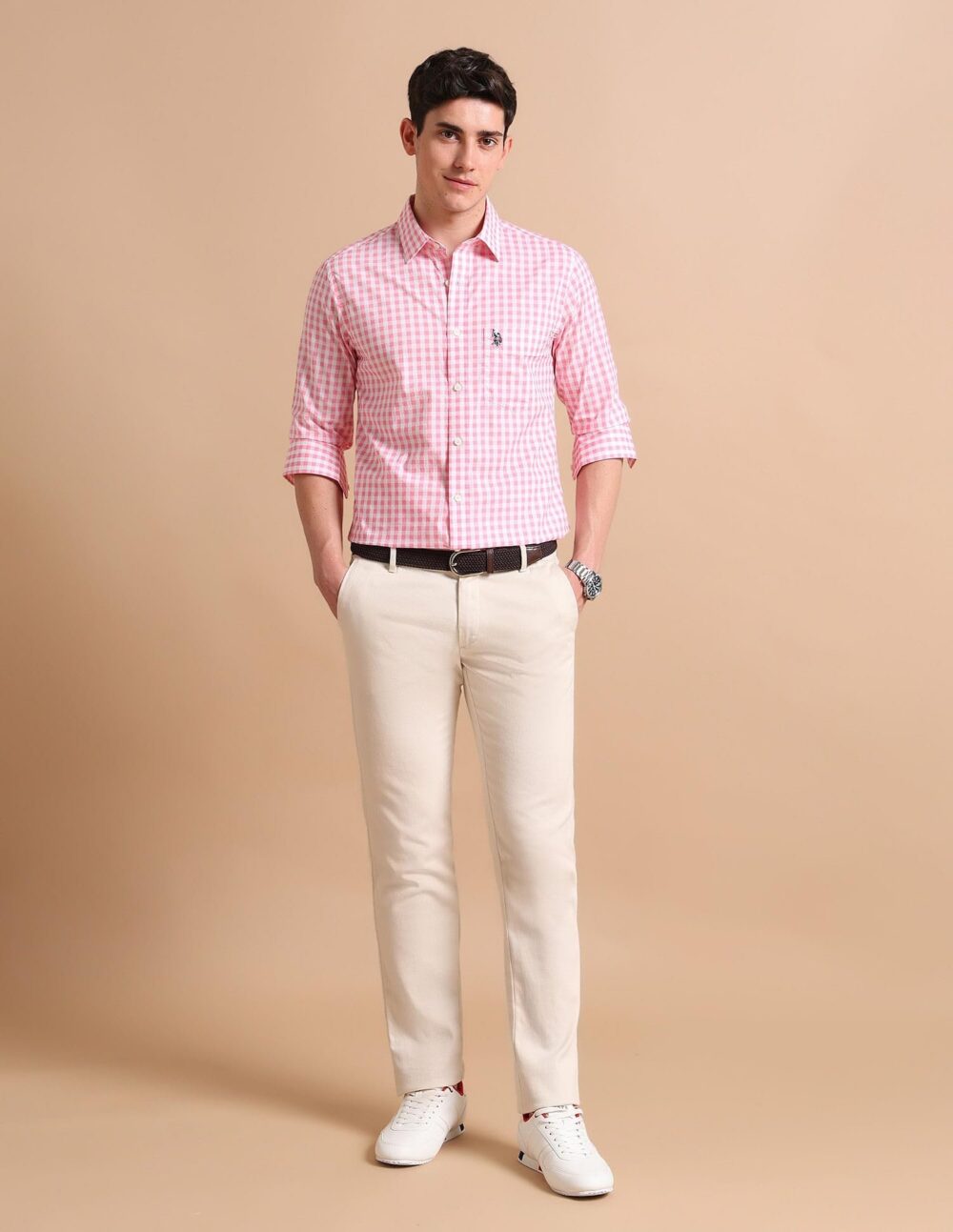 U.S. POLO ASSN. Mens Cotton Checks Fs Regular Fit Shirts (Usshtfx0054_Pink_Medium) - Image 6