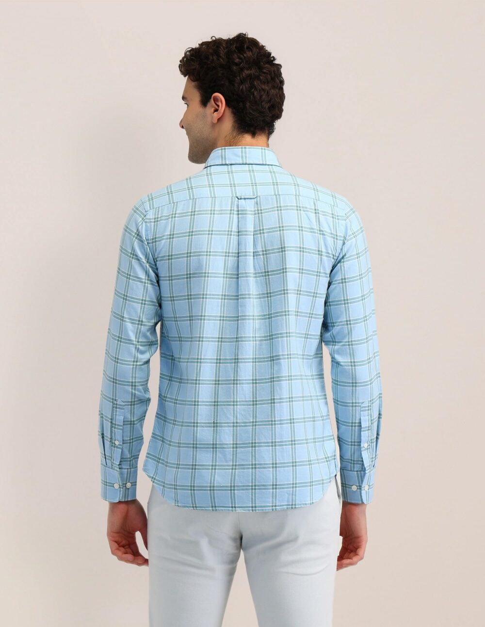 U.S. POLO ASSN. Men's Checked Tailored Fit Shirt (USSHTFX0589_Light Blue - Image 3