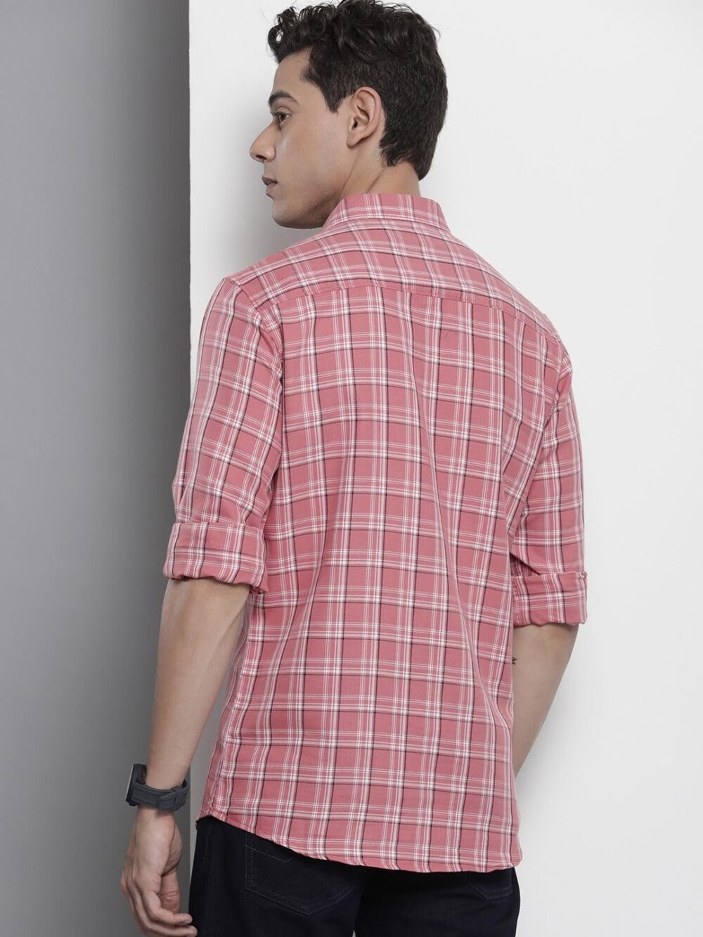 The Indian Garage Co Men's Cotton Slim Fit Shirt (0822-Sh358-01_Pink L) - Image 3