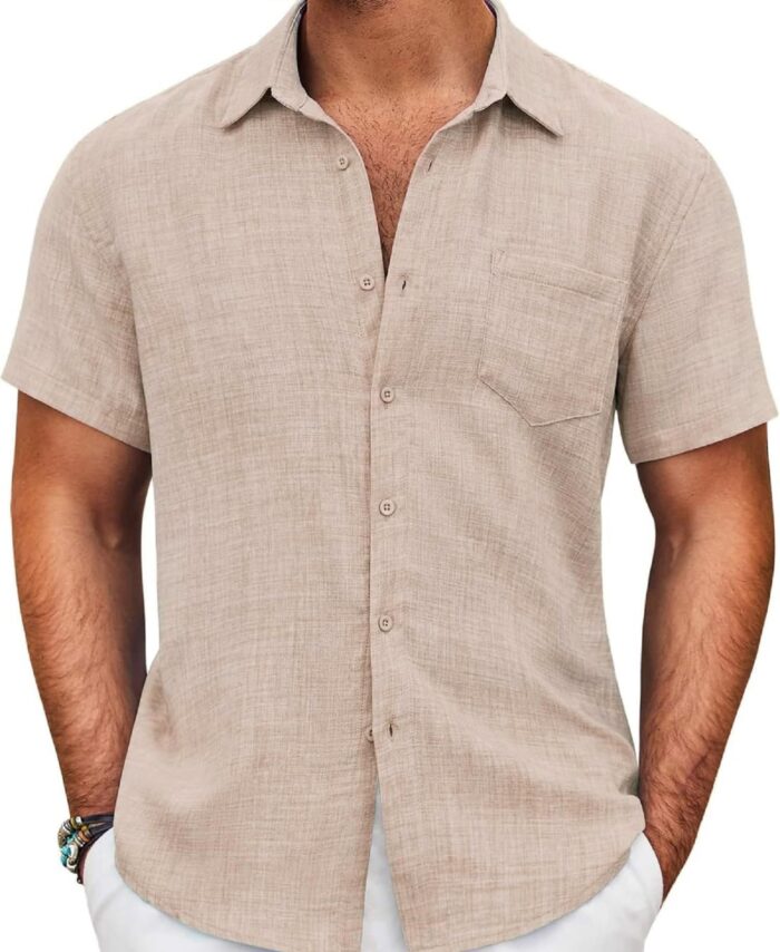 Lymio Regular Fit Shirt for Men|| Men Stylish Regular Fit Shirt (Resort-Slub) (in, Alpha, L, Chiku)