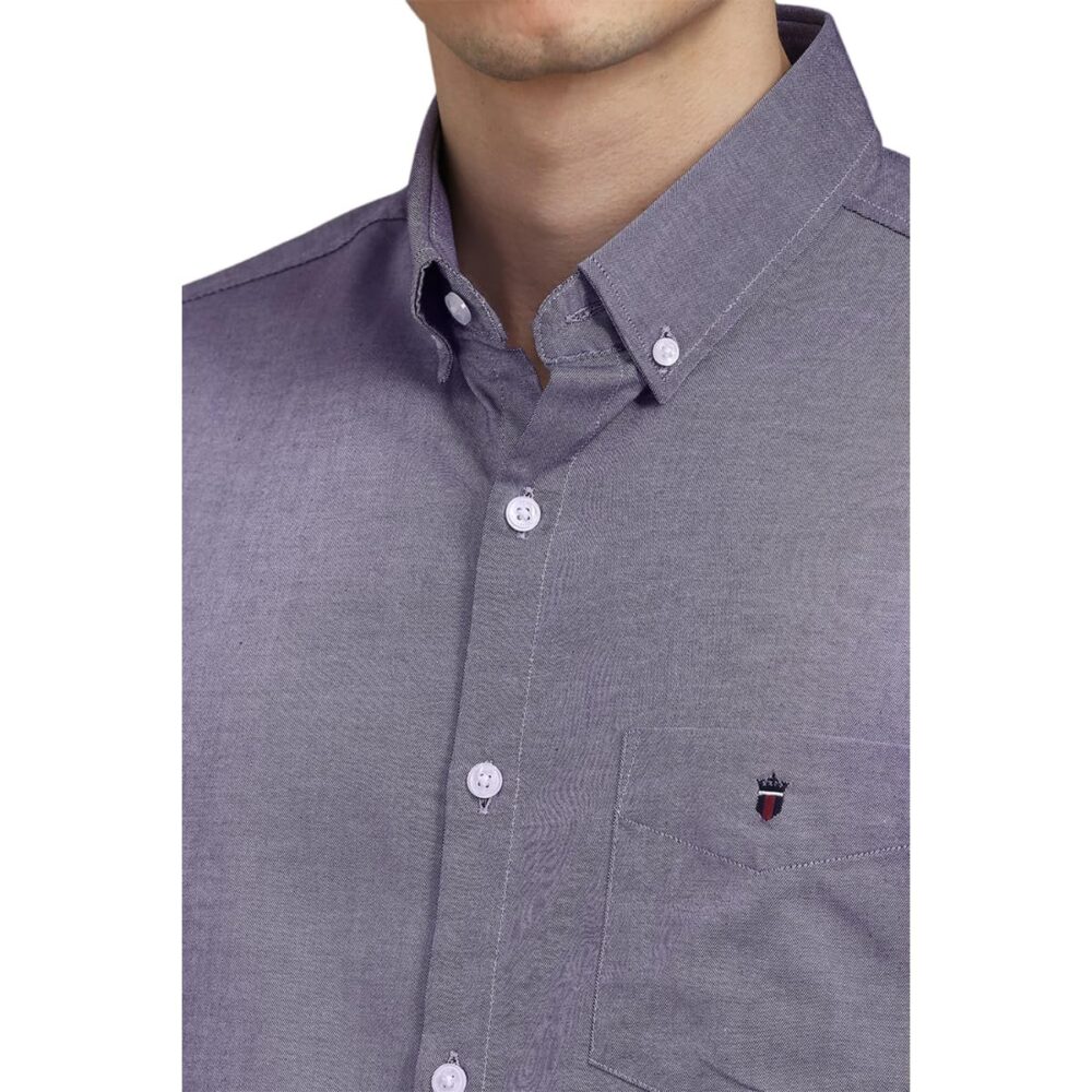 Louis Philippe Men's Cotton Slim Fit Shirt (LYSFCSLB732682_Purple, 40) - Image 3