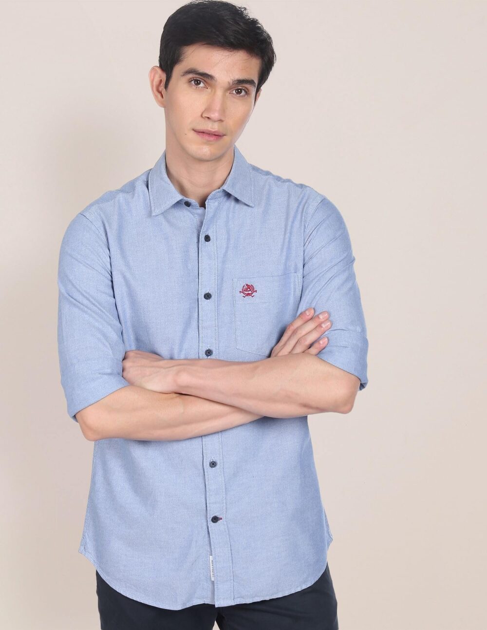 U.S. POLO ASSN. Men's Solid Spread Collar Premium Cotton Oxford Tailored Fit Shirt (USSHTR0027_DK. Blue_S) - Image 8