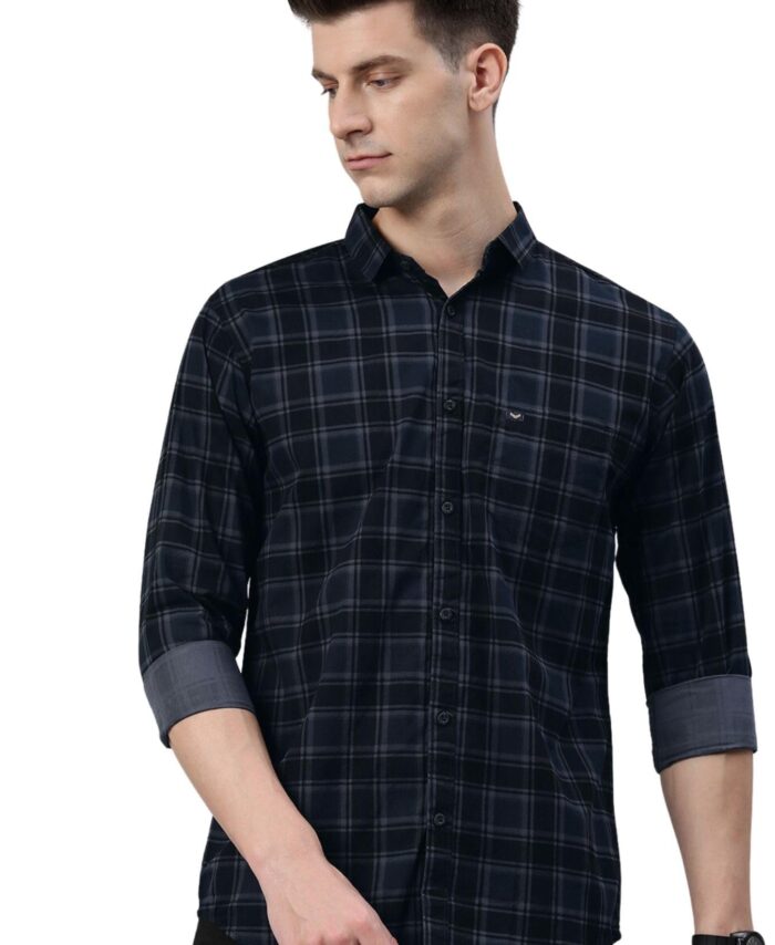 Majestic Man Small Checkered Slim Fit Cotton Casual Shirt (X-Large, Charcoal Grey, Men)