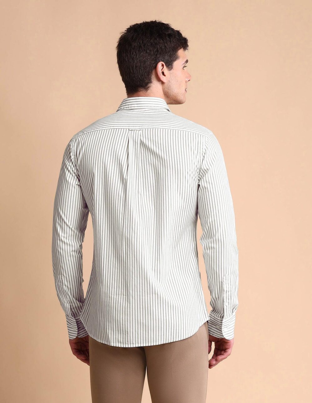 U.S. POLO ASSN. Men's Striped Tailored Fit Shirt (USSHTFX0681_Grey - Image 4