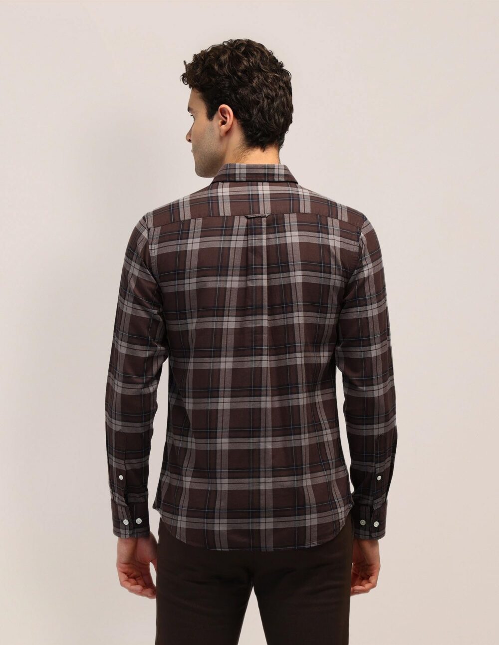 U.S. POLO ASSN. Men's Checked Tailored Fit Shirt (USSHTFX0585_Brown - Image 3