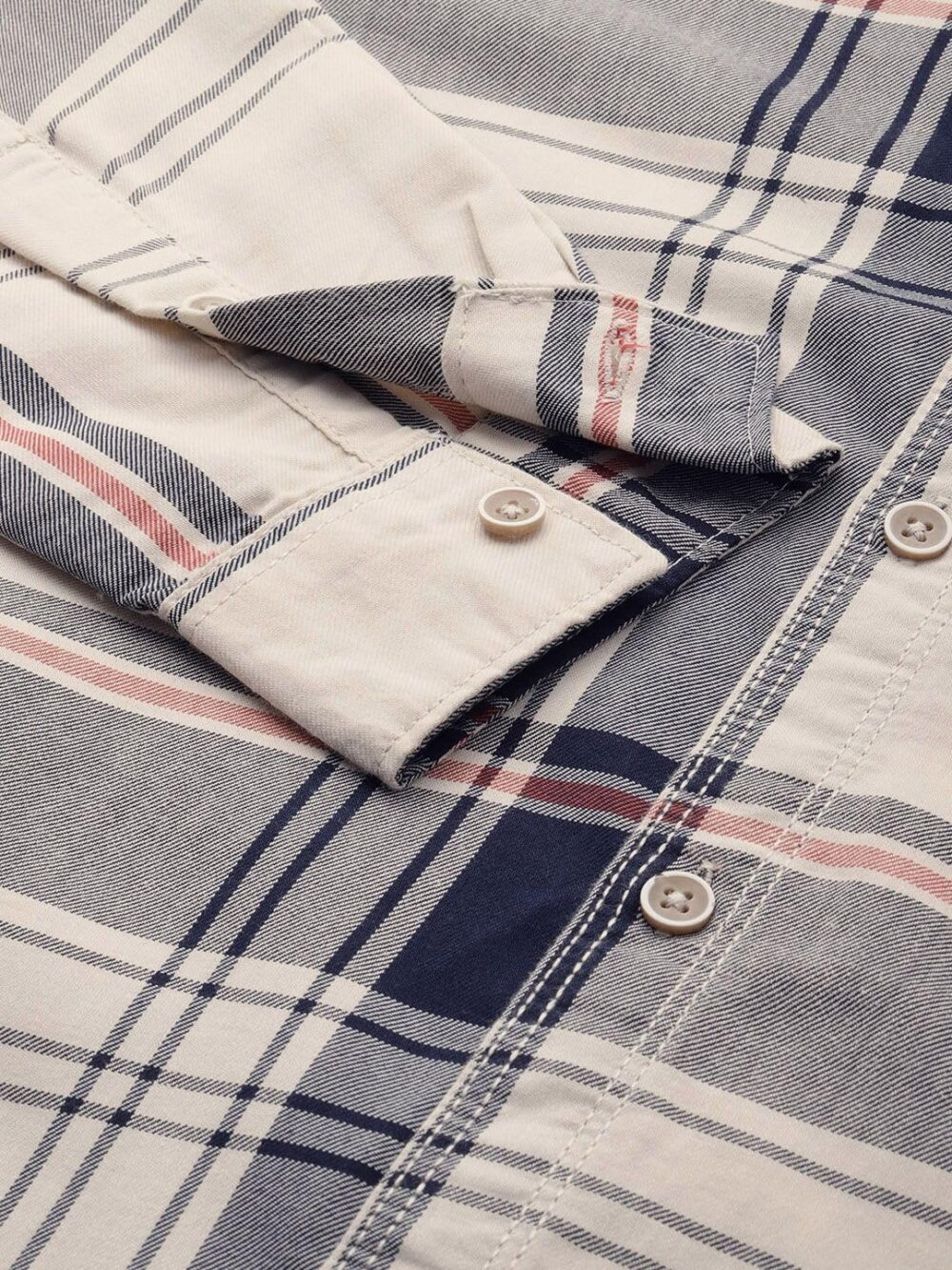 The Indian Garage Co Men's Checkered Slim Fit Shirt (1221-SH151-01_Cream L) - Image 2