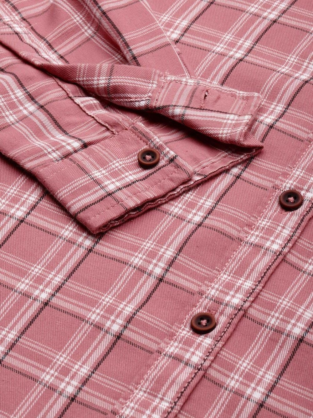 The Indian Garage Co Men's Cotton Slim Fit Shirt (0822-Sh358-01_Pink L) - Image 4