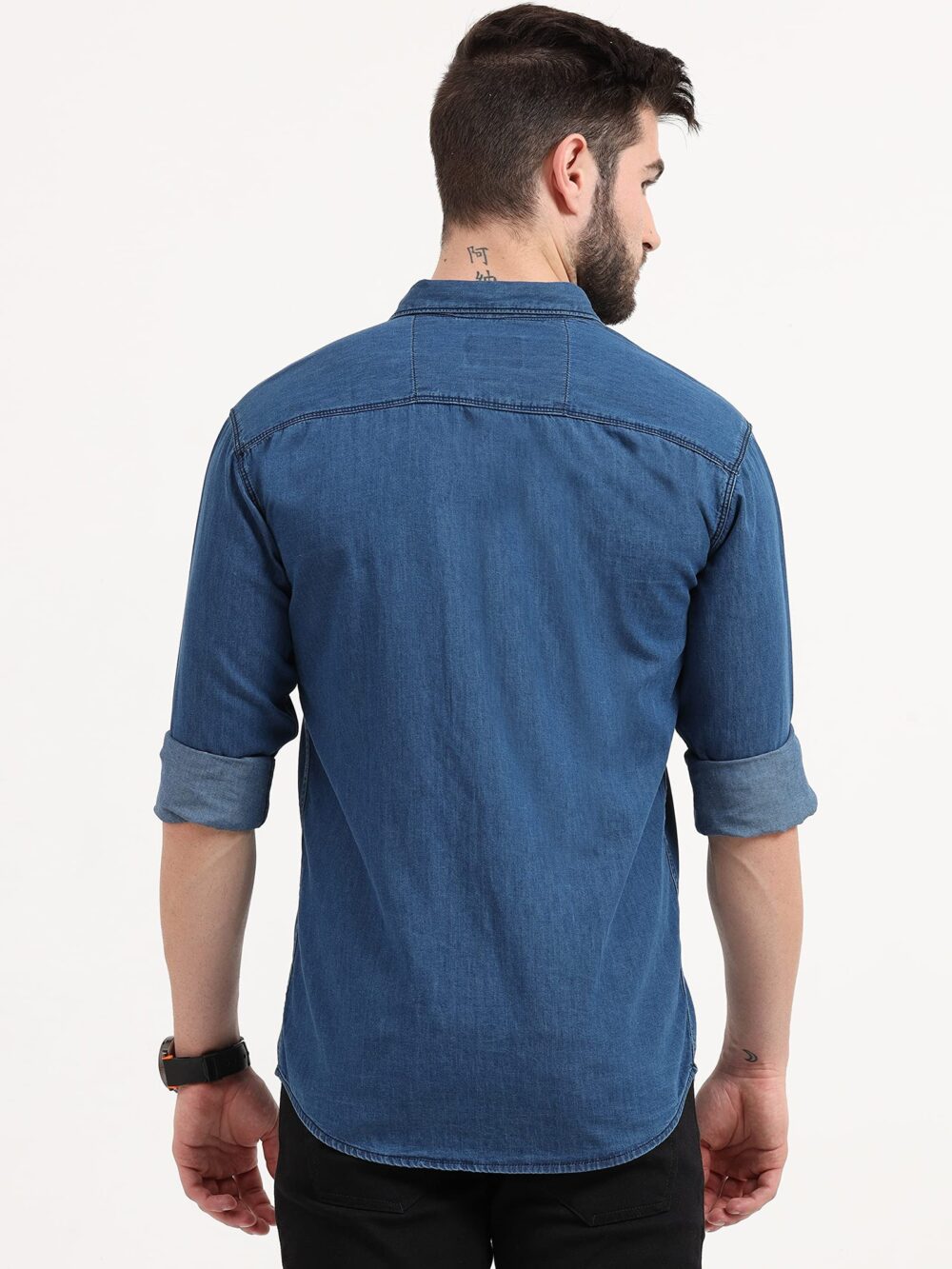 Miraan Men's Casual Light-Blue Denim Shirt (SIGLIGHTDENIMXXL_Light Blue_XX-Large) - Image 6