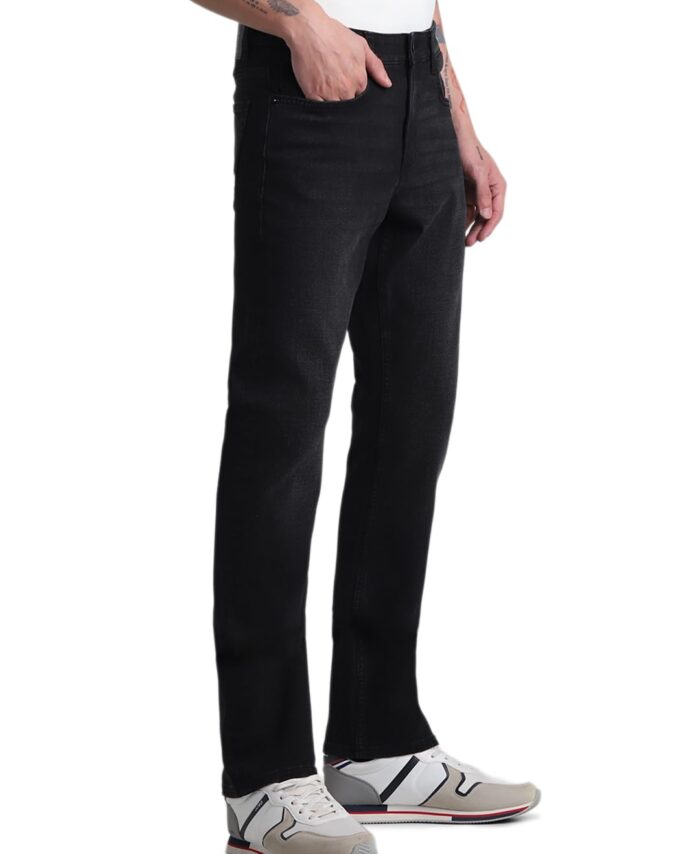 JACK & JONES Mens Black Clark Regular fit Mid Rise Jeans