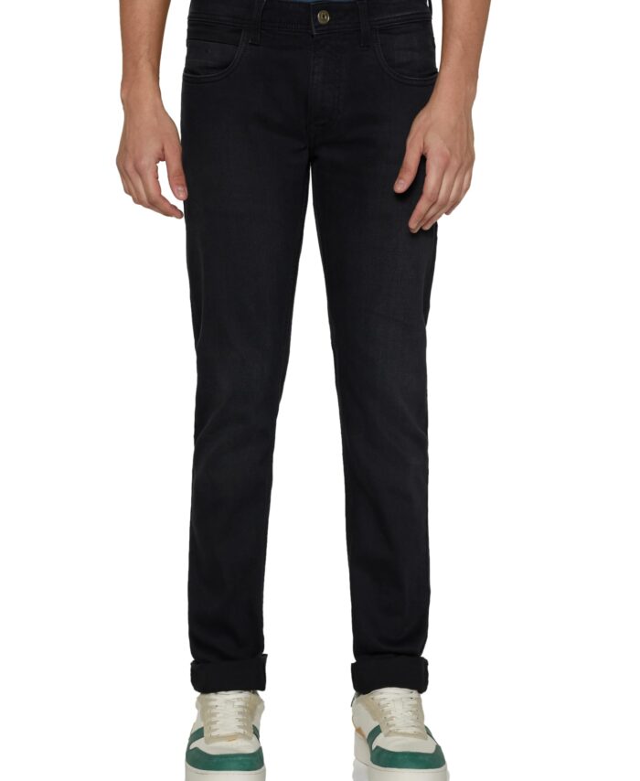 Peter England Men's Premium Skinny Fit Mid Rise Stretchable Jeans, 38, Navy