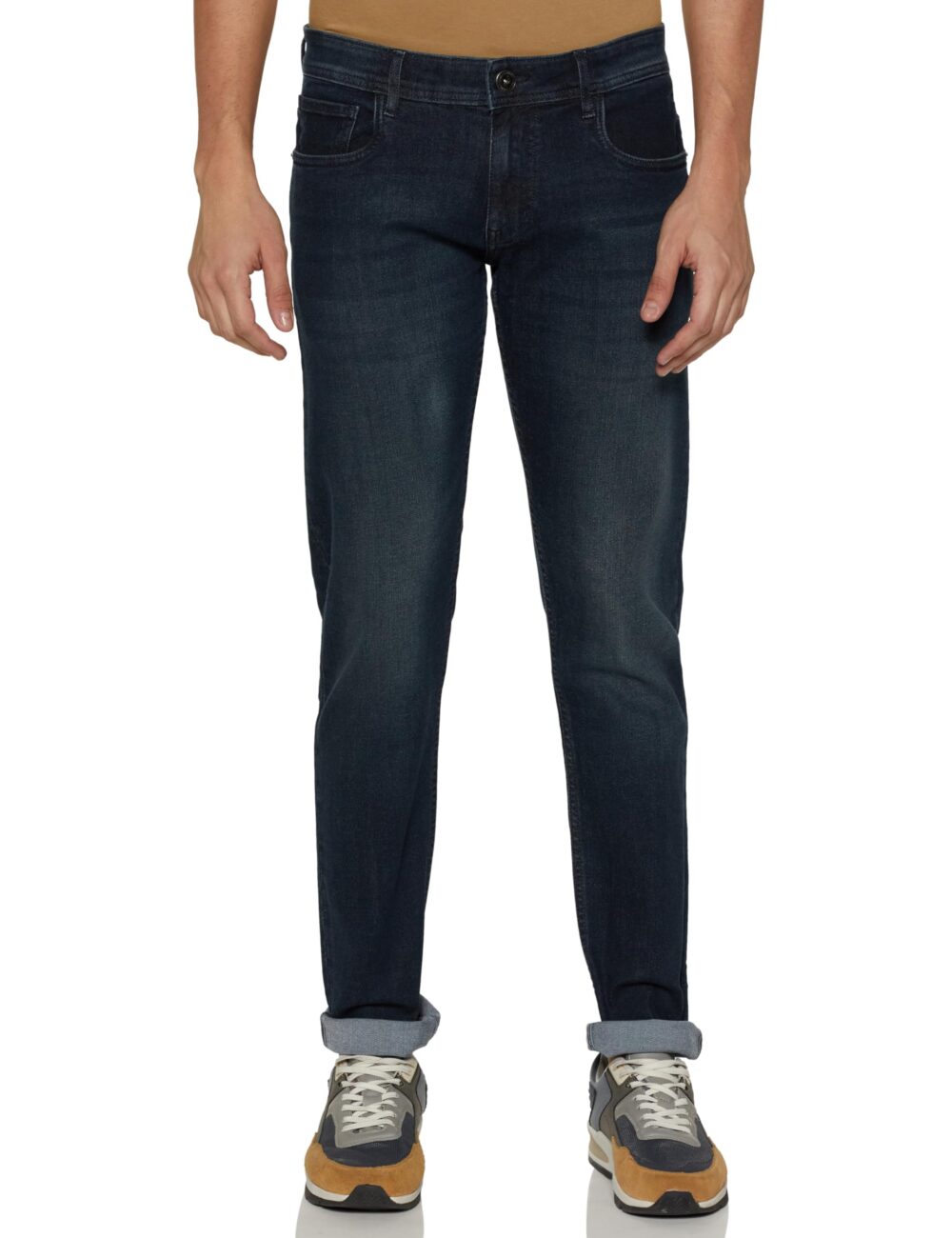Peter England Men's Premium Skinny Fit Stretchable Mid Rise Jeans Navy Blue, 32