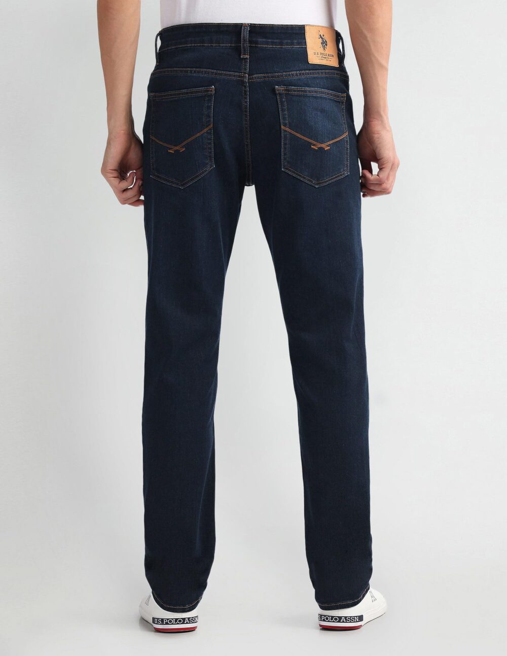 U.S. POLO ASSN. Men's Brandon Slim Tapered Fit Mid Rise Jeans (UDJENO1808_Blue - Dark Washed_34) - Image 3
