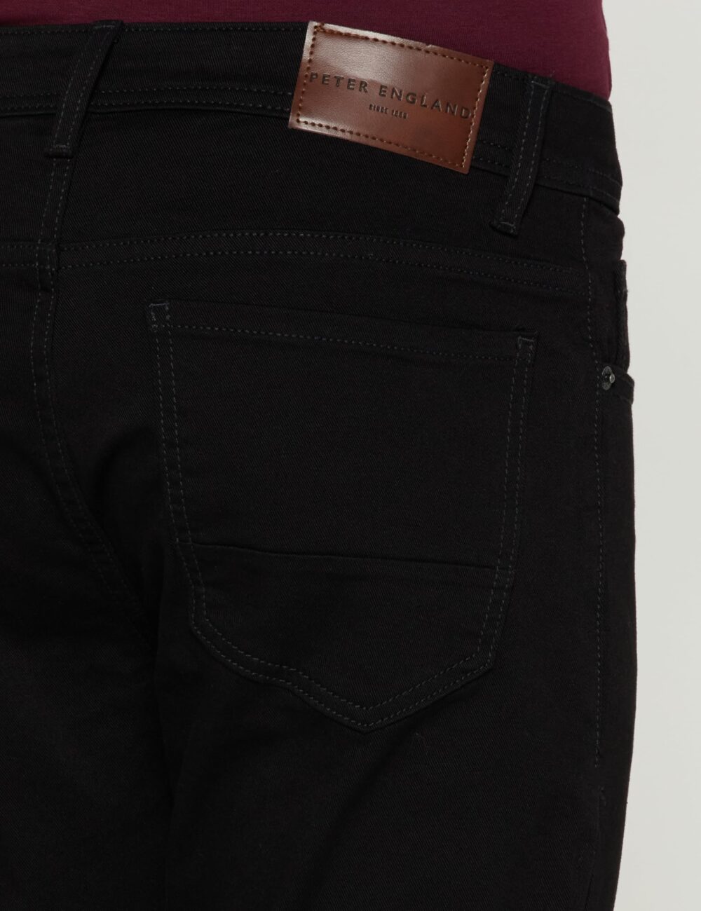 Peter England Men's Mid Rise Clean Wash Stretchable Black Jeans, 36 - Image 3